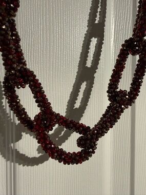 Chico's Dark Burgundy Beaded Link Necklace